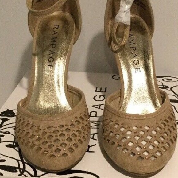 RAMPAGE Jewel Rhinestone Stud CutOut Pump NEW Ankle Strap Heels Women's - Picture 2 of 12
